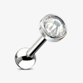 Circonita Cristal en Bisel y Poste Barbell
