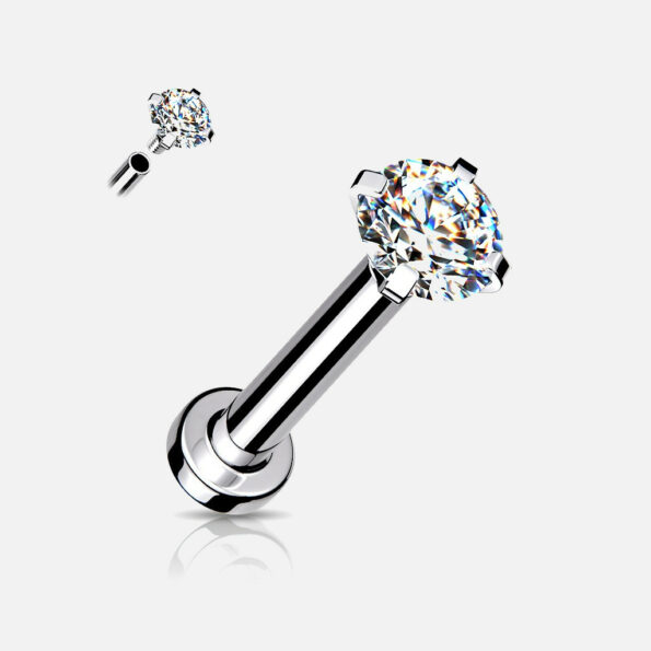 Circonita Cristal en Garras y Poste Labret