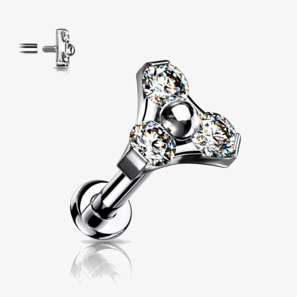Trinity de Circonitas Cristal y Poste Labret
